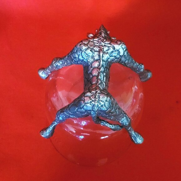 Vintage Frankli Wild Pewter Giraffe Base Clear Glass Tumbler Whiskey Glass - Picture 7 of 17